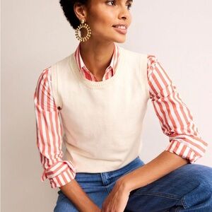 Boden catriona knit tank top size large color cream